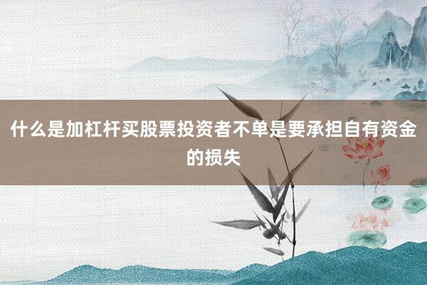 什么是加杠杆买股票投资者不单是要承担自有资金的损失