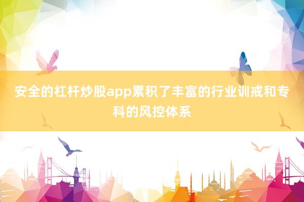 安全的杠杆炒股app累积了丰富的行业训戒和专科的风控体系