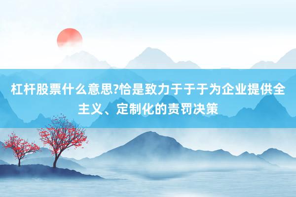 杠杆股票什么意思?恰是致力于于于为企业提供全主义、定制化的责罚决策