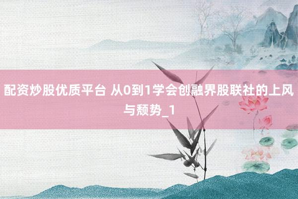 配资炒股优质平台 从0到1学会创融界股联社的上风与颓势_1