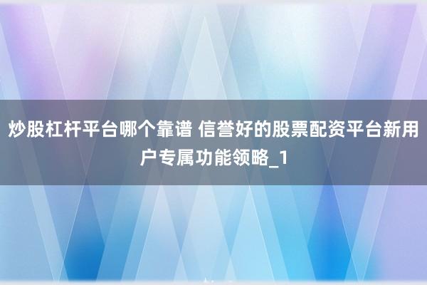 炒股杠杆平台哪个靠谱 信誉好的股票配资平台新用户专属功能领略_1
