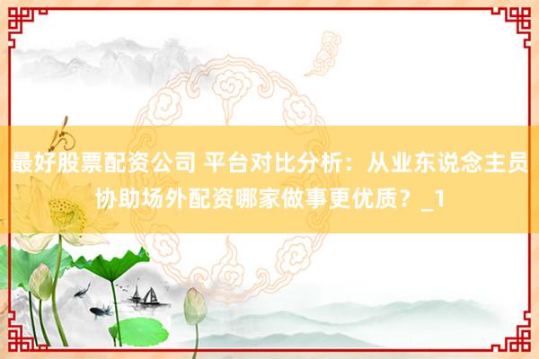 最好股票配资公司 平台对比分析：从业东说念主员协助场外配资哪家做事更优质？_1